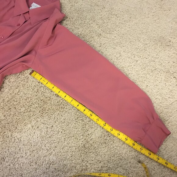 Outline Korean Blush Pink Slinky Pleated Button Down Shirt - Picture 16 of 16